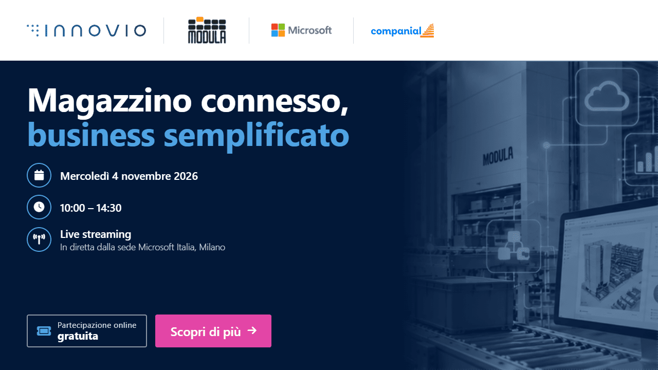 Evento Magazzino Connesso Business Semplificato - 4 novembre 2026, Innovio
